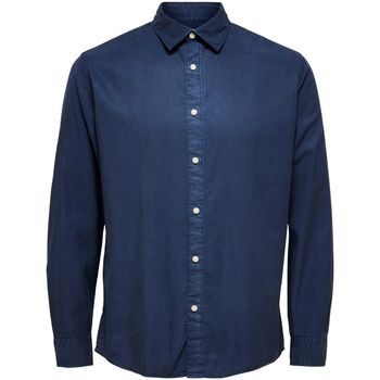 textil Hombre Camisas manga larga Selected 16087722 REGPASTEL-NAVY BLAZER Azul