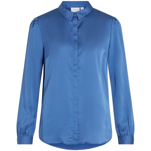 textil Mujer Tops / Blusas Vila Camisa Ellette Satin L/S - Federal Blue Azul