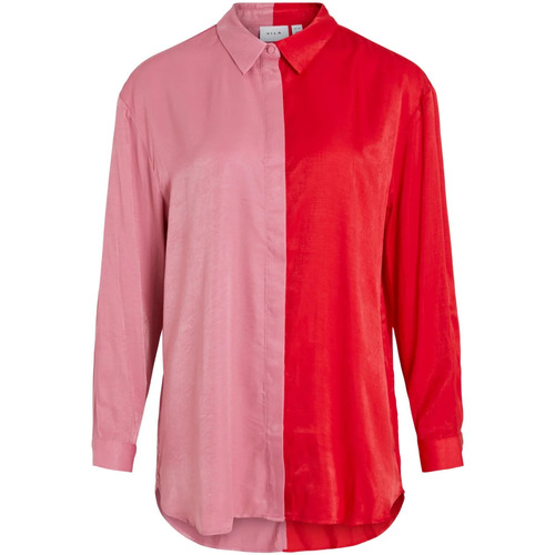 textil Mujer Camisas Vila Camisa Rosa y Roja Rosa