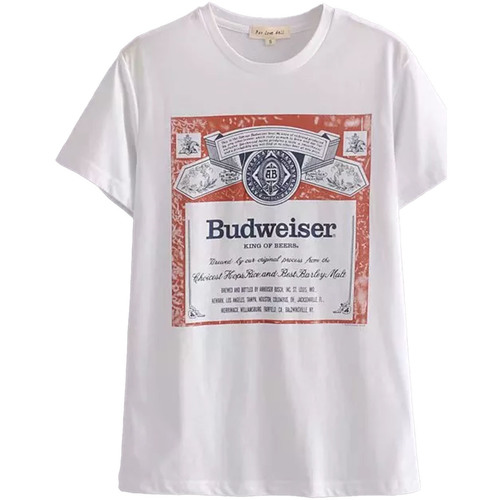 textil Mujer Camisetas manga larga Budweiser TV1356 Blanco