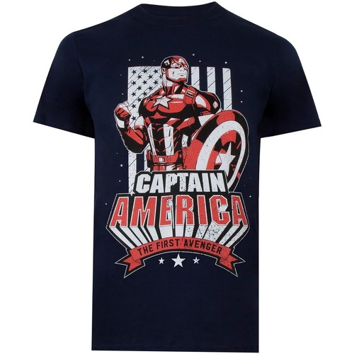 textil Hombre Camisetas manga larga Captain America The First Avenger Azul