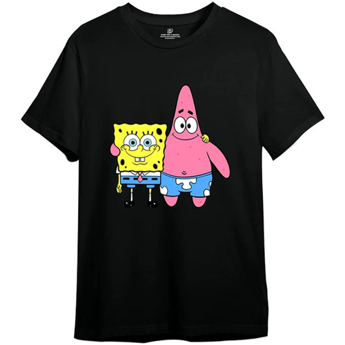 textil Hombre Camisetas manga larga Spongebob Squarepants TV1818 Negro