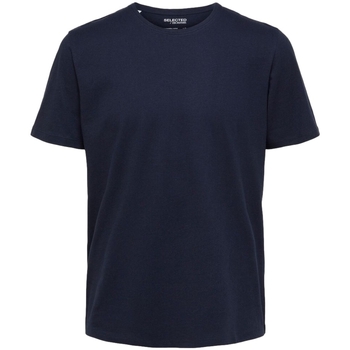 textil Hombre Tops y Camisetas Selected Noos Pan Linen T-Shirt - Navy Blazer Azul