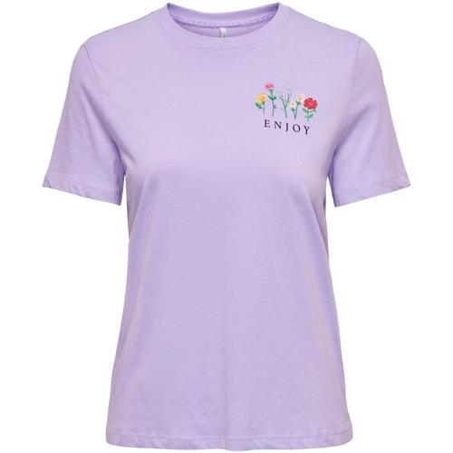 textil Mujer Tops y Camisetas Only ONLEMMA REG S/S FLOWER TOP Violeta