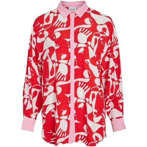 textil Mujer Tops y Camisetas Vila VIKIKKI MAT L/S OVERSIZE LONG SHIRT Rojo