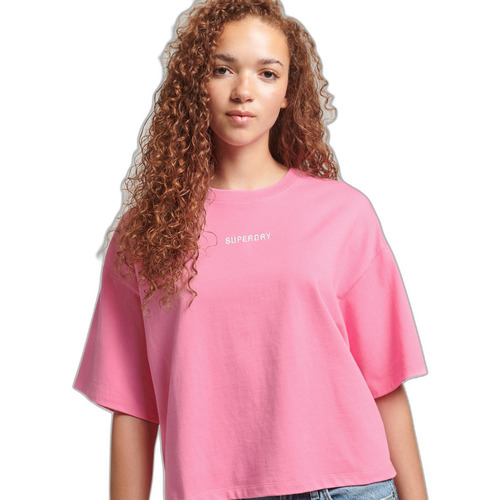 textil Mujer Camisetas manga corta Superdry T-shirt femme  Micro Logo Rosa