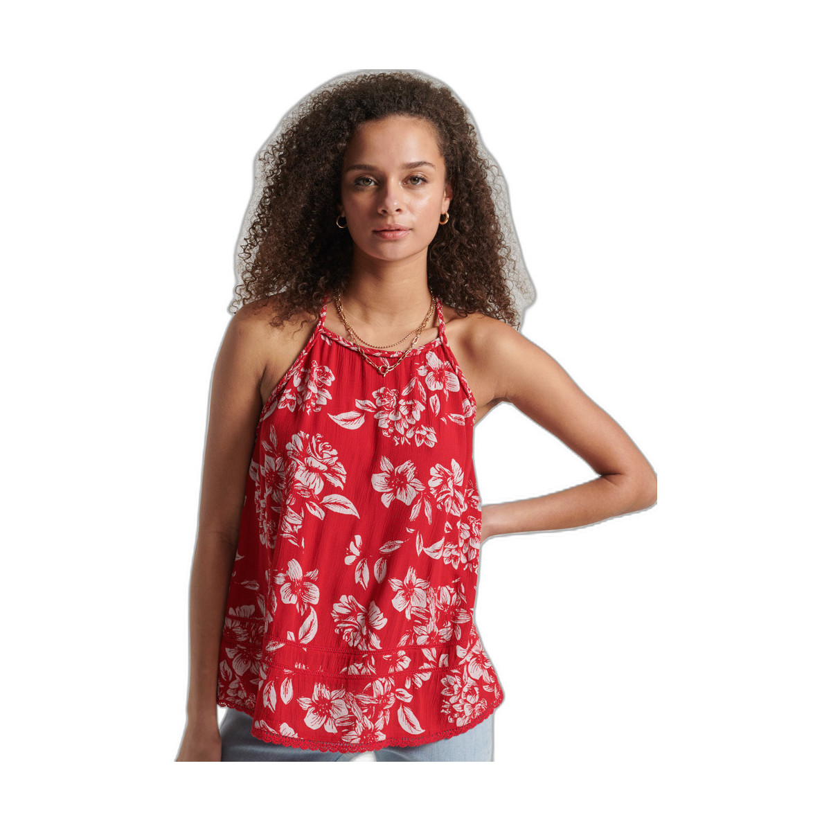 textil Mujer Camisetas sin mangas Superdry Débardeur caraco femme  Vintage Breach Rojo