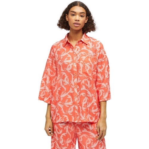 textil Mujer Tops / Blusas Object Shirt Rio 3/4 - Hot Coral Naranja