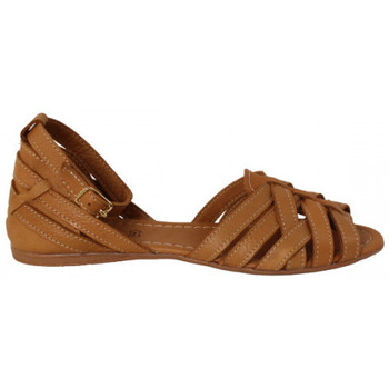 Top3 sandalia con pulsera y tiras cruzadas piel napa piso flex Marrón