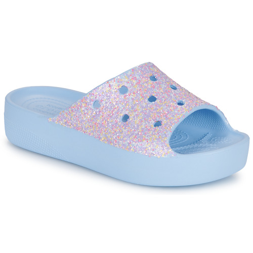 Zapatos Mujer Chanclas Crocs ClassicPlatformGlitterSlideW Azul / Glitter
