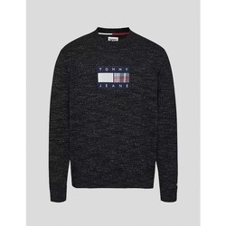 textil Hombre Sudaderas Tommy Jeans SUDADERA  RELAXED TARTAN FLAG SWEATER BLACK Negro