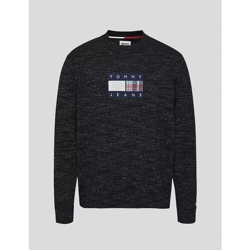 textil Hombre Sudaderas Tommy Jeans SUDADERA  RELAXED TARTAN FLAG SWEATER BLACK Negro
