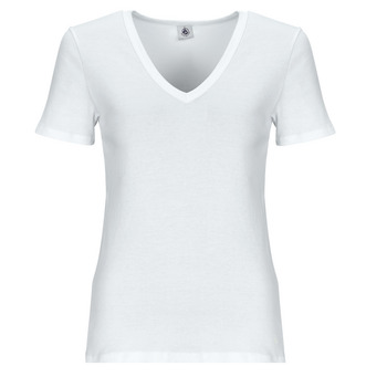 textil Mujer Camisetas manga corta Petit Bateau MC COL V Blanco