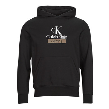 textil Hombre Sudaderas Calvin Klein Jeans STACKED ARCHIVAL HOODY Negro