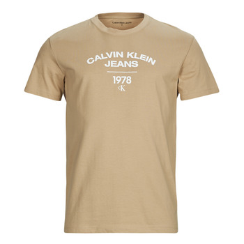 textil Hombre Camisetas manga corta Calvin Klein Jeans VARSITY CURVE LOGO T-SHIRT Beige