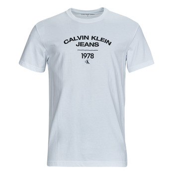 textil Hombre Camisetas manga corta Calvin Klein Jeans VARSITY CURVE LOGO T-SHIRT Blanco
