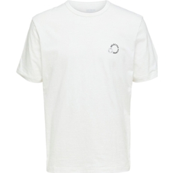 textil Hombre Tops y Camisetas Selected Logo Print T-Shirt - Cloud Dancer Blanco