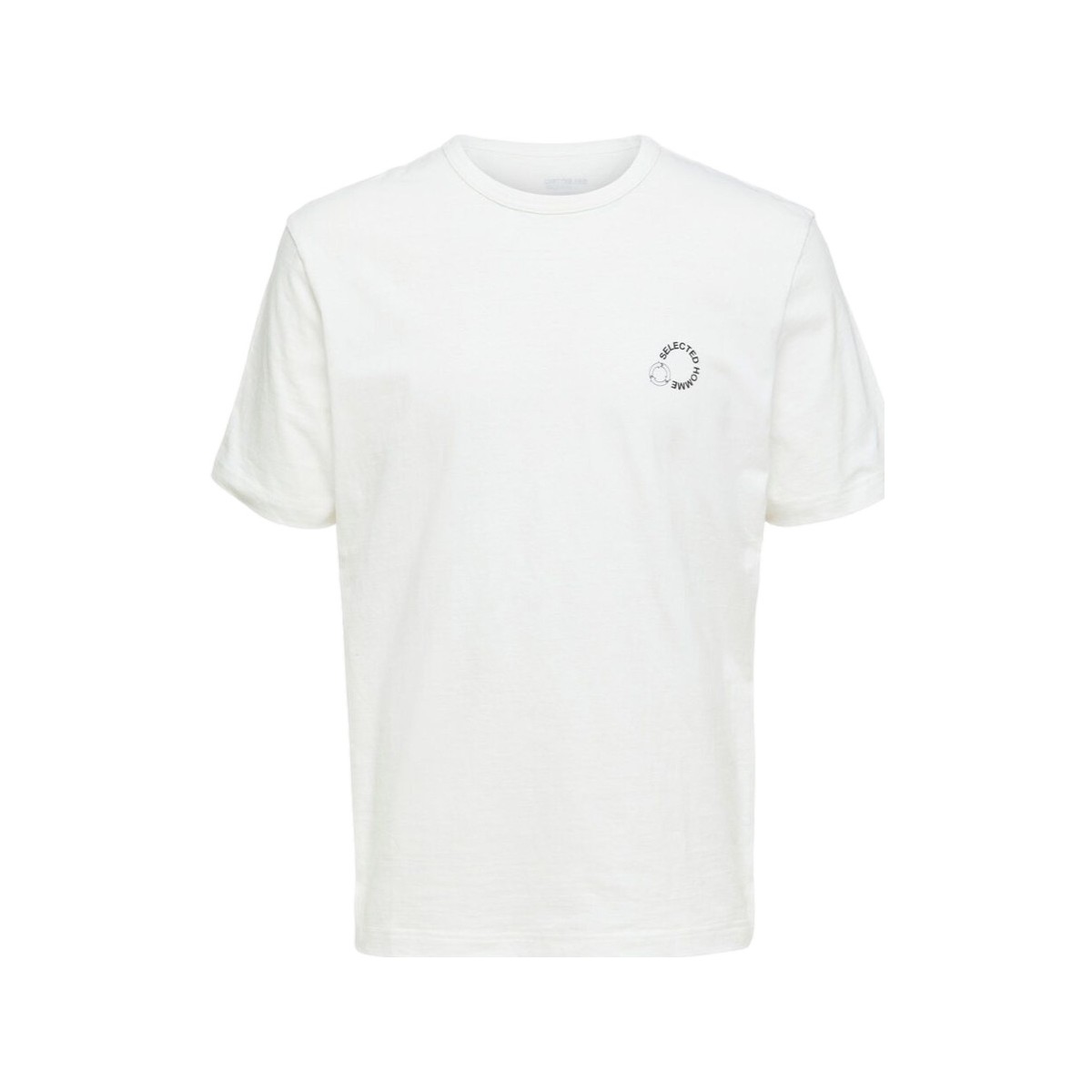 textil Hombre Tops y Camisetas Selected Logo Print T-Shirt - Cloud Dancer Blanco