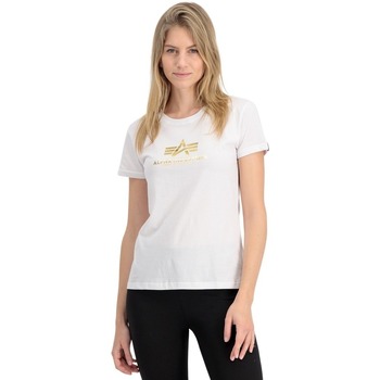 textil Mujer Camisetas manga corta Alpha T-shirt femme  New Basic Foil Print Blanco