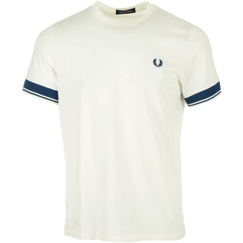 textil Hombre Camisetas manga corta Fred Perry Contrast Cuff T-Shirt Blanco
