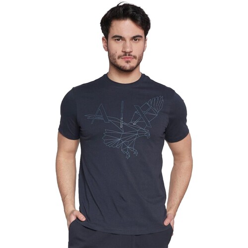 textil Hombre Camisetas manga corta Emporio Armani - Camiseta con Estampado de Águila Marino