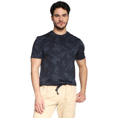 textil Hombre Camisetas manga corta Emporio Armani - Camiseta con Estampado de Águilas Marino