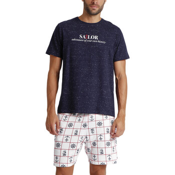 textil Hombre Pijama Admas Pantalones cortos de pijama camiseta Sailor Azul