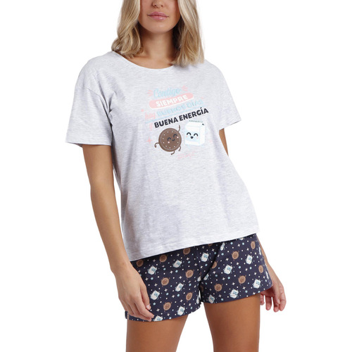 textil Mujer Pijama Admas Pantalones cortos de pijama camiseta Contigo Mr Wonderful Gris