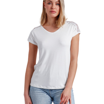 textil Mujer Tops / Blusas Admas Camiseta de manga corta Puntilla Hombro Blanco
