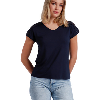 textil Mujer Tops / Blusas Admas Camiseta de manga corta Puntilla Hombro Azul