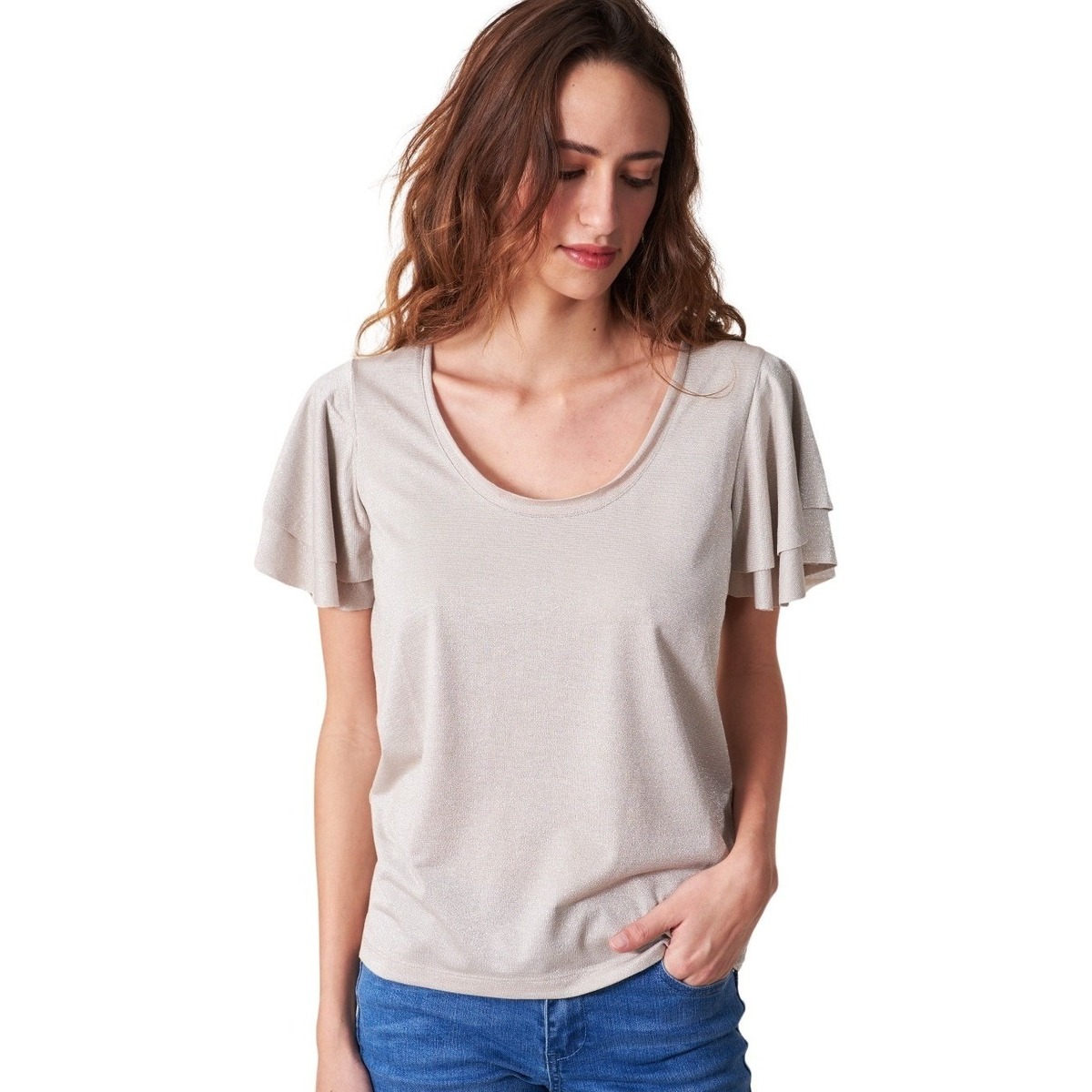 textil Mujer Camisetas manga corta Les Petites Bombes T-shirt femme  Fetta Beige