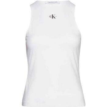 textil Mujer Tops y Camisetas Calvin Klein Jeans MICRO MONOLOGO RACER BACK Blanco
