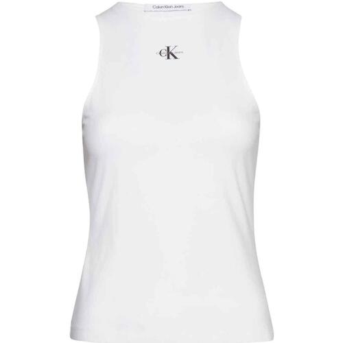 Calvin Klein Jeans MICRO MONOLOGO RACER BACK Blanco - textil Tops y  Camisetas Mujer 24,43 €