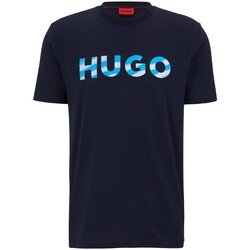 textil Hombre Camisetas manga corta BOSS Hugo  - Camiseta con Logo Estampado en 3D Azul