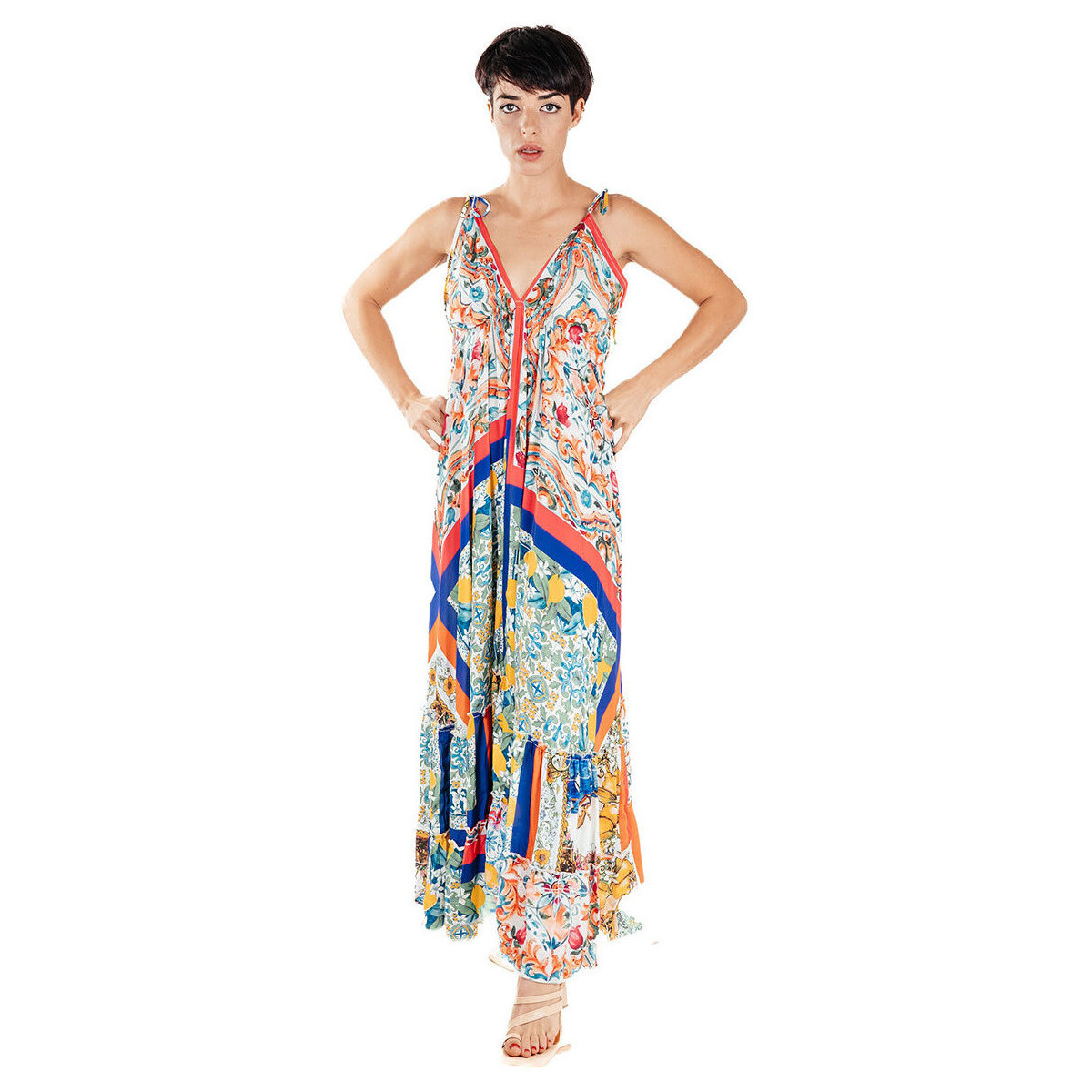 textil Mujer Vestidos largos Isla Bonita By Sigris Vestido Largo Midi Multicolor