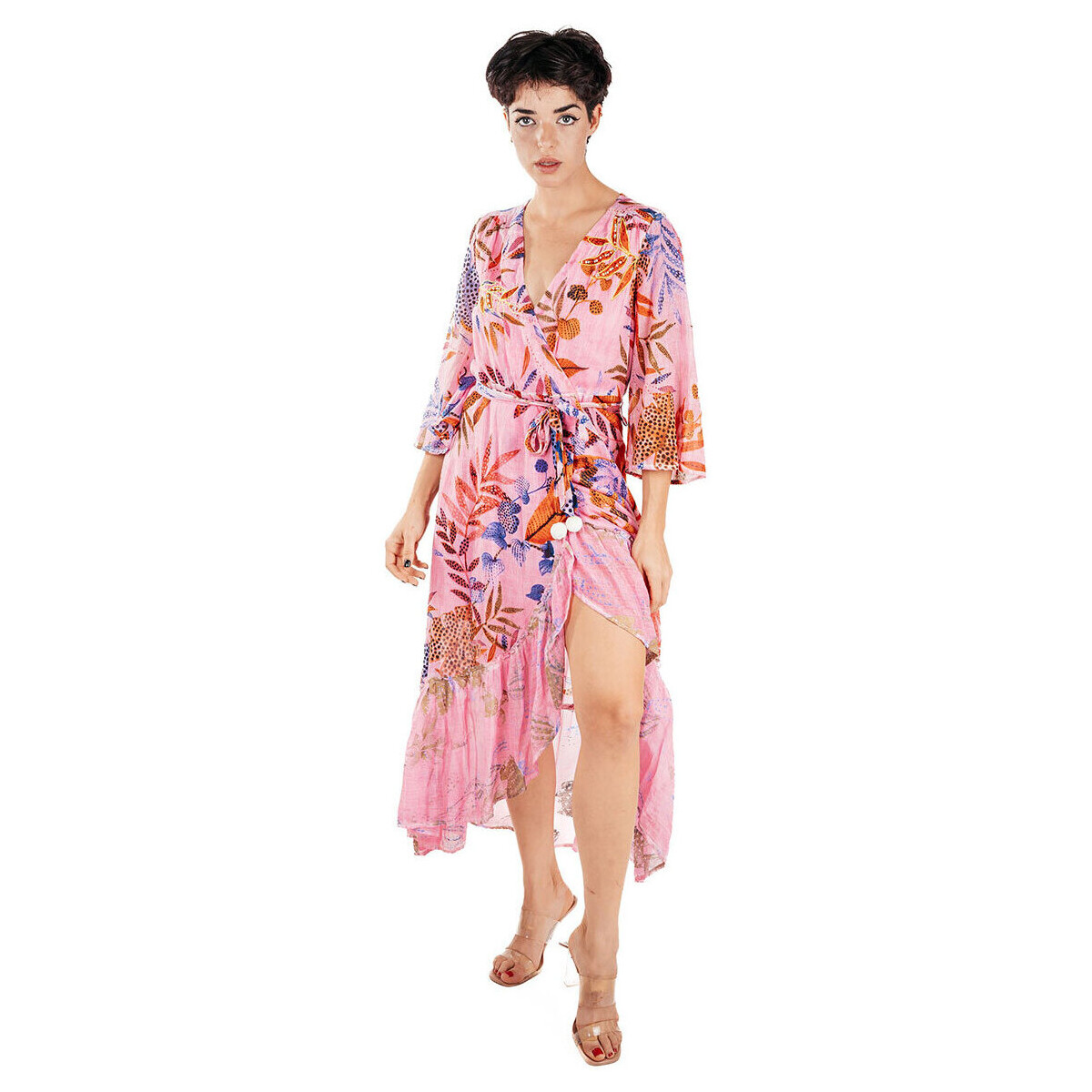 textil Mujer Vestidos largos Isla Bonita By Sigris Vestido Largo Midi Rosa