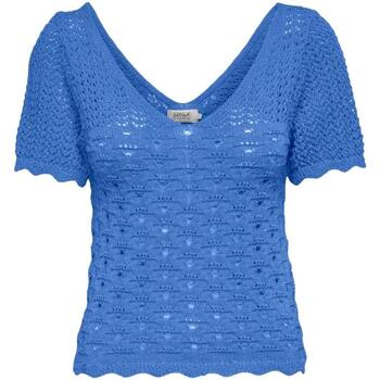textil Mujer Tops y Camisetas Only ONLBECCA LIFE SS V-NECK TOP KNT Azul