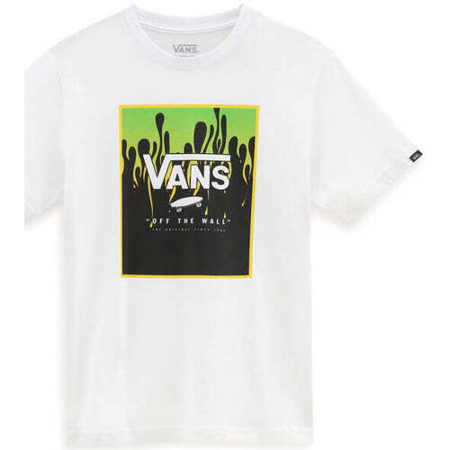 textil Niño Camisetas manga corta Vans T-Shirt  BY Print Box Boys White/slime Blanco