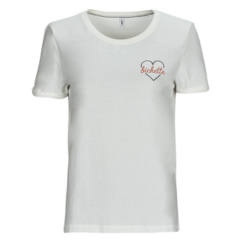 textil Mujer Camisetas manga corta Only ONLBEATE S/S HEART TOP CS JRS Beige