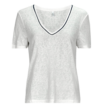 textil Mujer Camisetas manga corta Only ONLDORIT S/S V-NECK SHINE TOP JRS Blanco