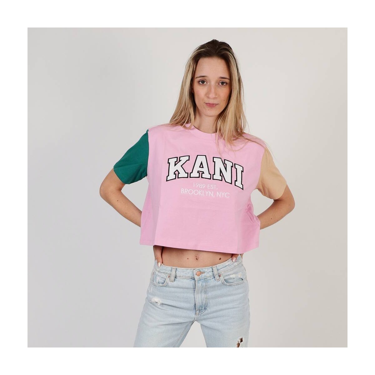 textil Mujer Camisas Karl Kani SERIF CROP Rosa