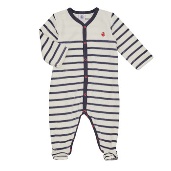 textil Niños Pijama Petit Bateau LOUDRE Blanco / Marino