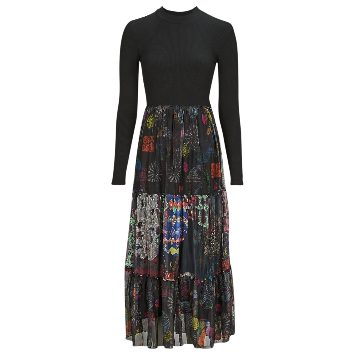 textil Mujer Vestidos largos Desigual NASDAQ Negro / Multicolor