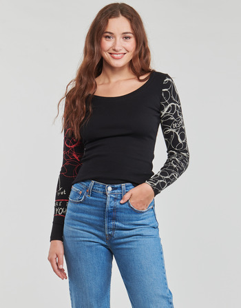 textil Mujer Camisetas manga larga Desigual HERY Negro / Blanco / Rojo