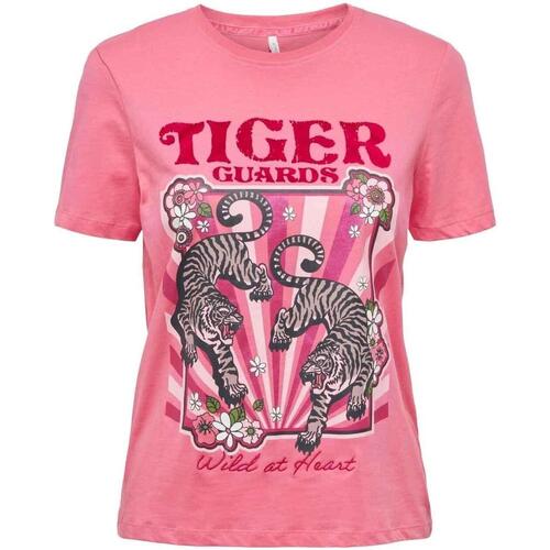 textil Mujer Tops y Camisetas Only ONLLENNI REG S/S WILD TOP BOX Rosa