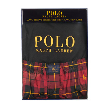 Polo Ralph Lauren L/S PJ SLEEP SET Negro / Rojo