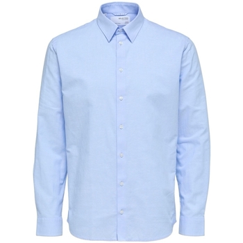 textil Hombre Camisas manga larga Selected Regnew-Linen - Cashmere Blue Azul