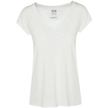 textil Mujer Tops / Blusas Bsb CAMISETA -049-210001-WHITE Multicolor