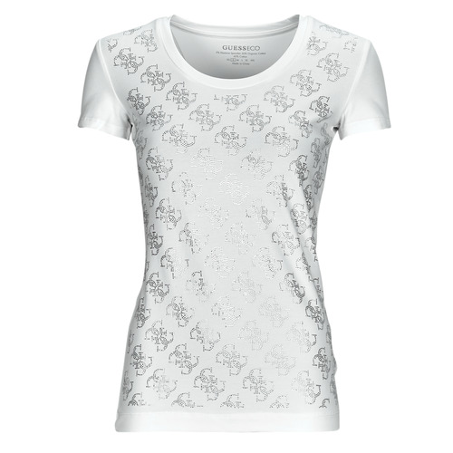 textil Mujer Camisetas manga corta Guess SS VN 4G ALLOVER TEE Blanco