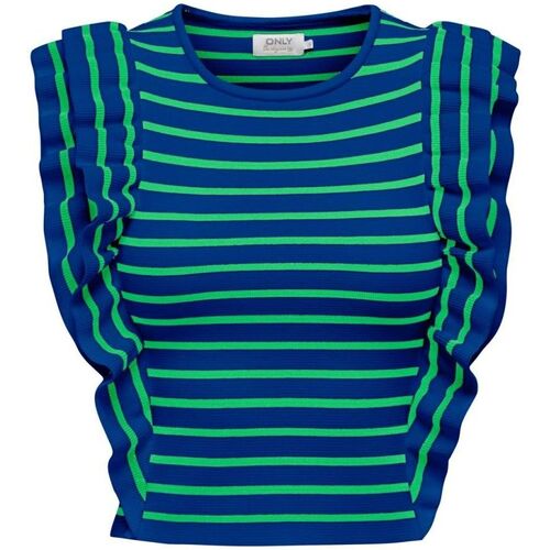 textil Mujer Camisetas sin mangas Only 15291126 SANDY-SURF THE WEB Azul